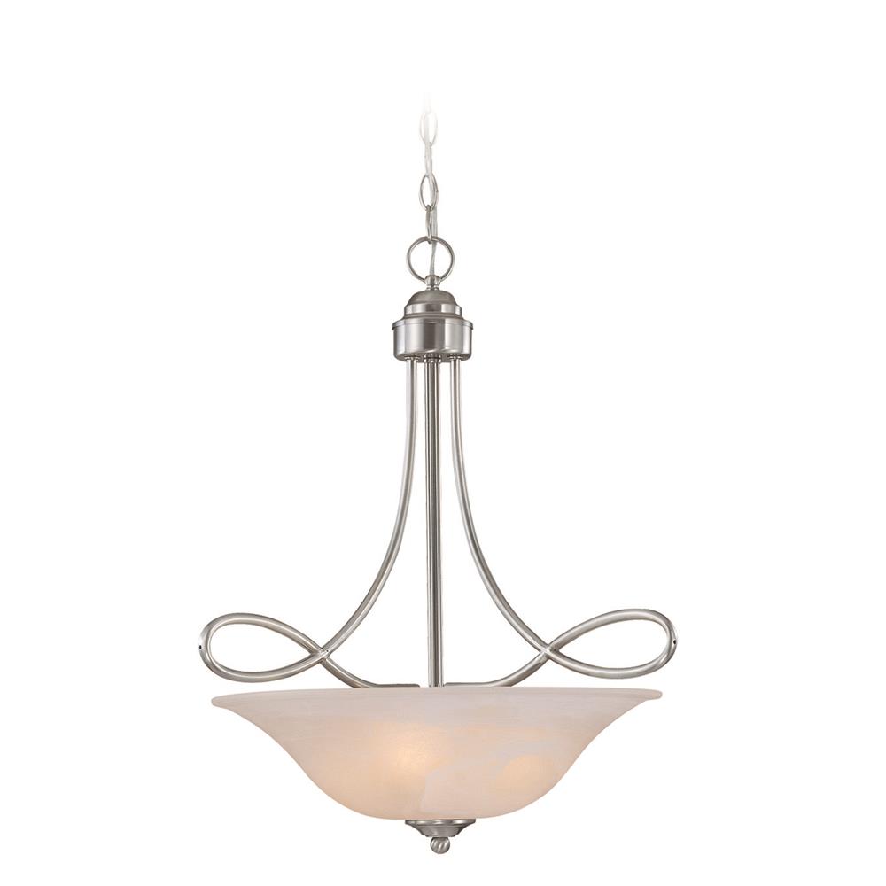 Craftmade 25023-SN Cordova 3 Light Inverted Pendant in Satin Nickel with Faux Alabaster Glass